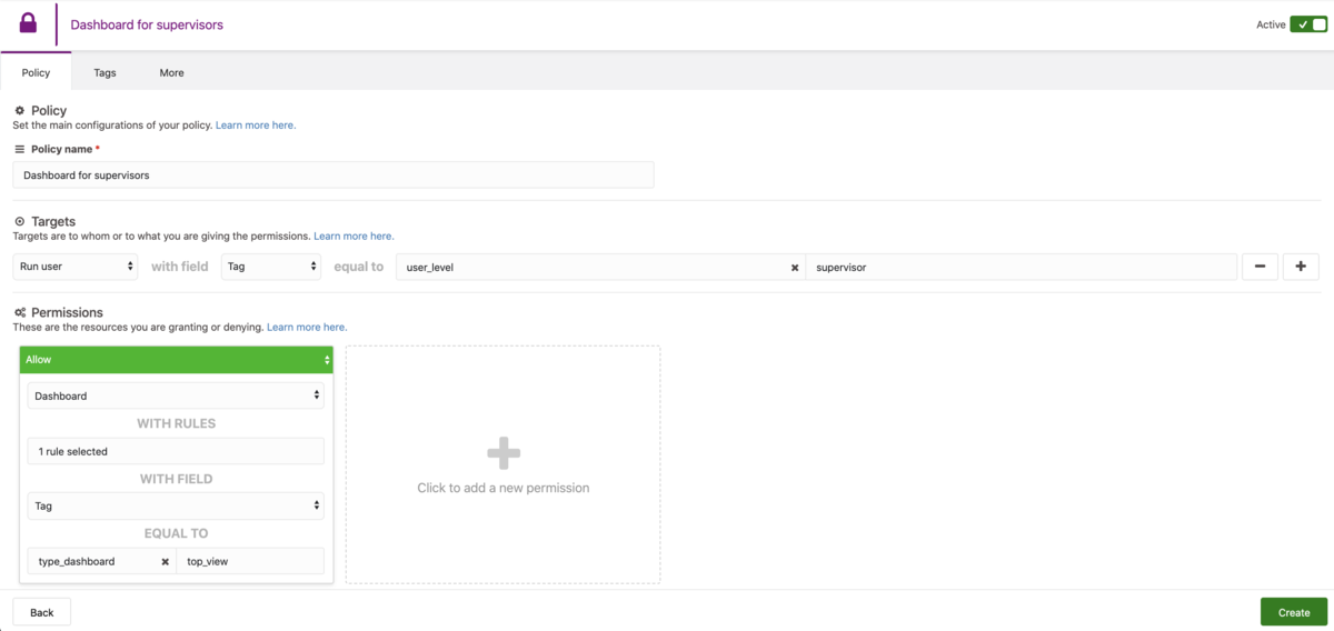 Access Management interface example