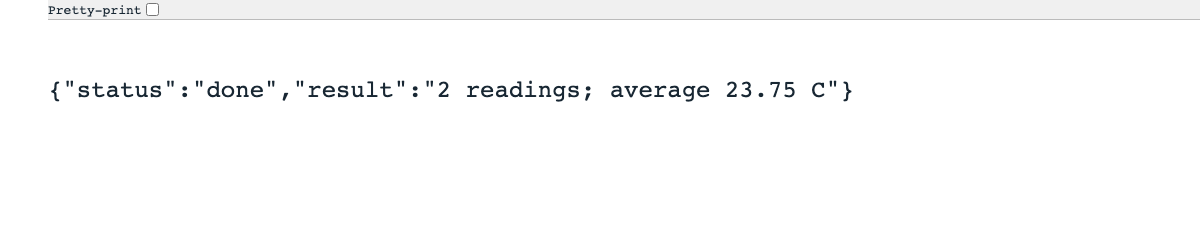 The status Endpoint returning the completed temperature report
