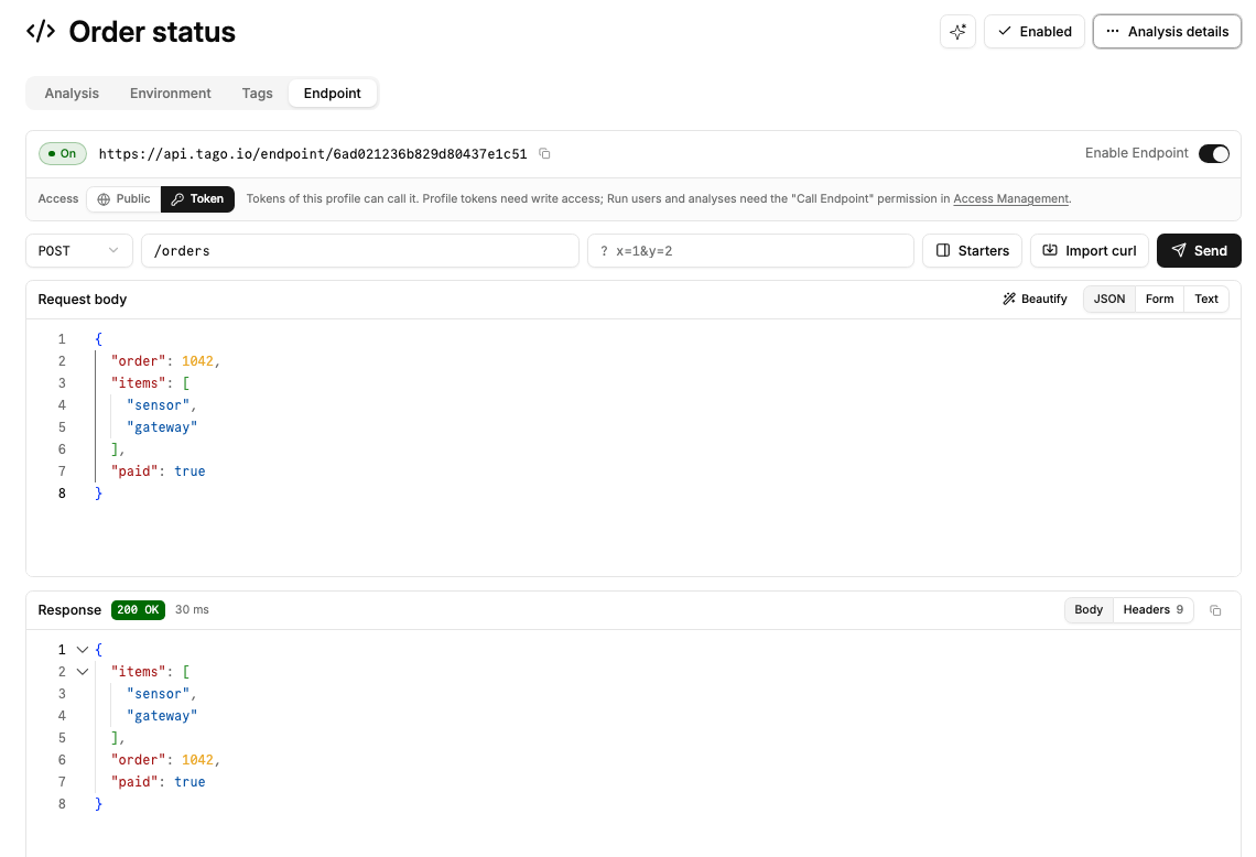 Try it with a JSON POST and a 200 OK JSON response