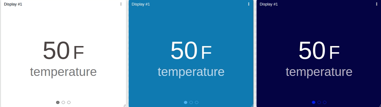 Display widget examples showing temperature values