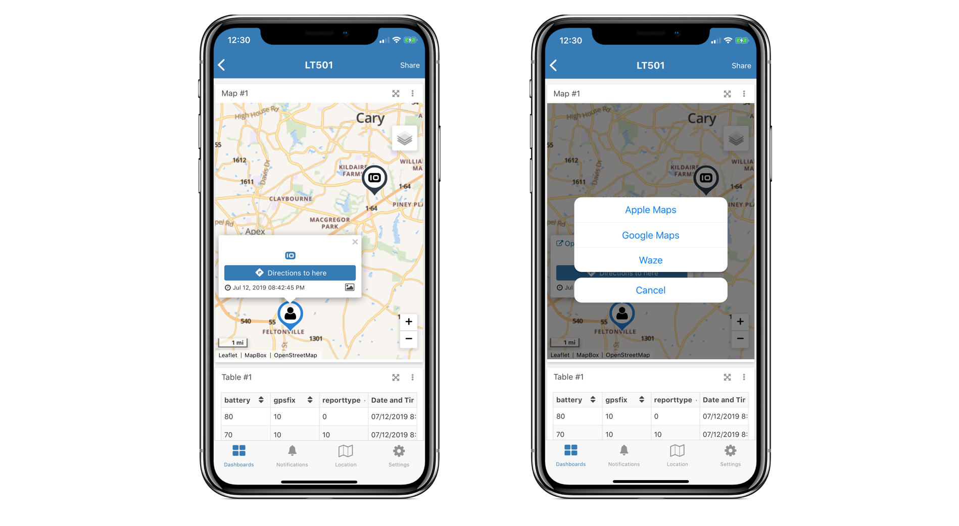 Maps services options