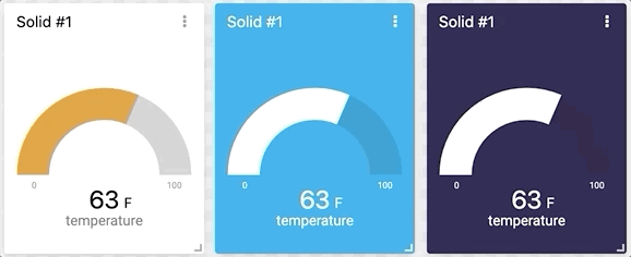 Examples of Solid Widget styles (three gauges shown)