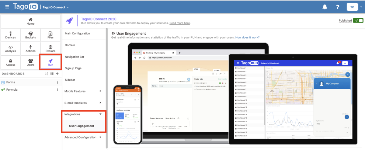TagoRUN integrations screenshot