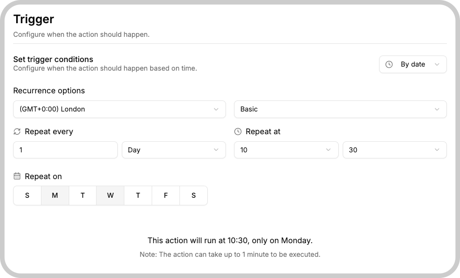 By Date selector showing date-based scheduling options