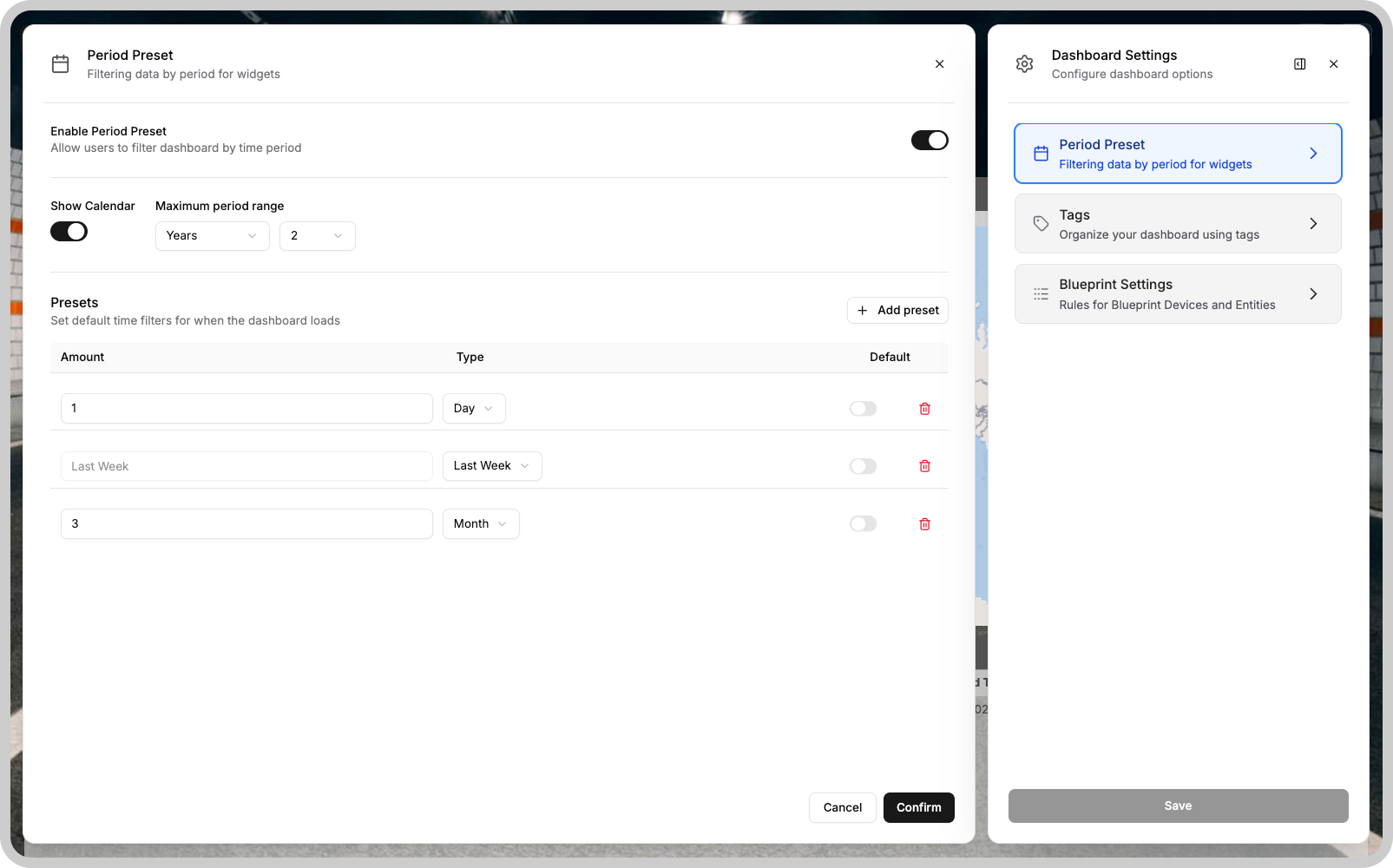 Dashboard Period Preset