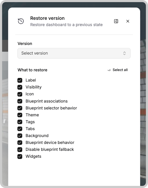 Restore dashboard to a previous version2