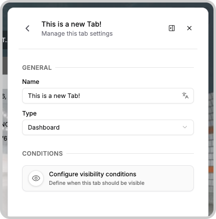 Add Tab button