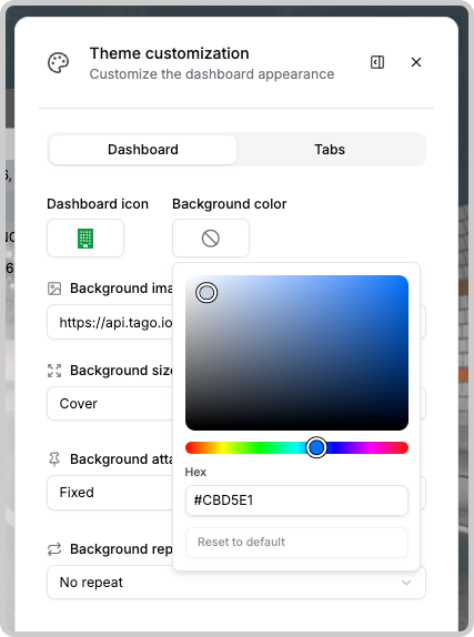 Dashboard background settings