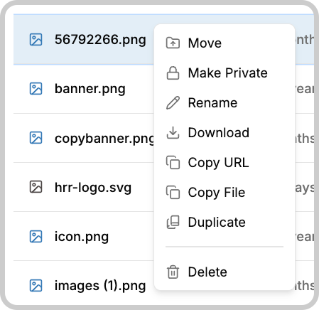 Context menu example