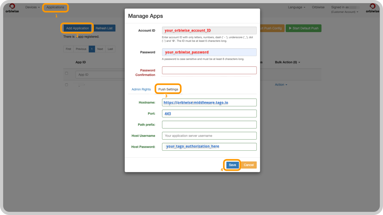 Orbiwise backend configuration