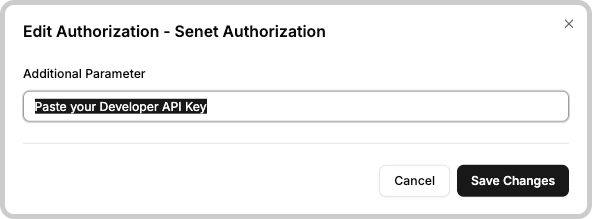 Developer API Key configuration