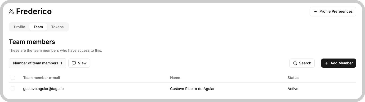 Team Management - Sharing your profile