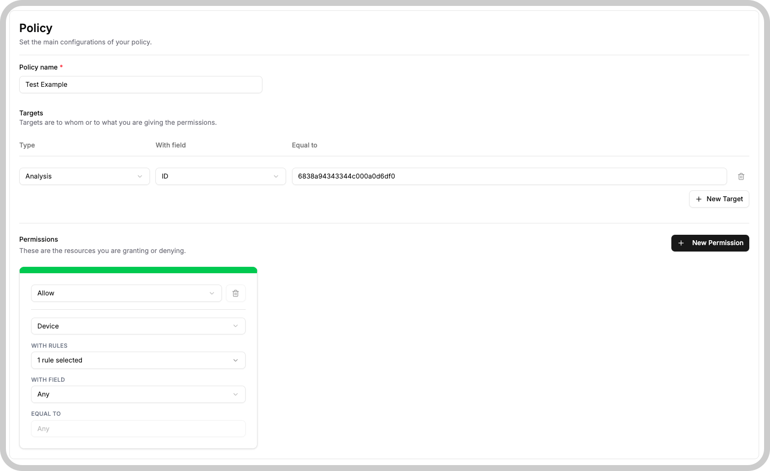 Access Management interface example
