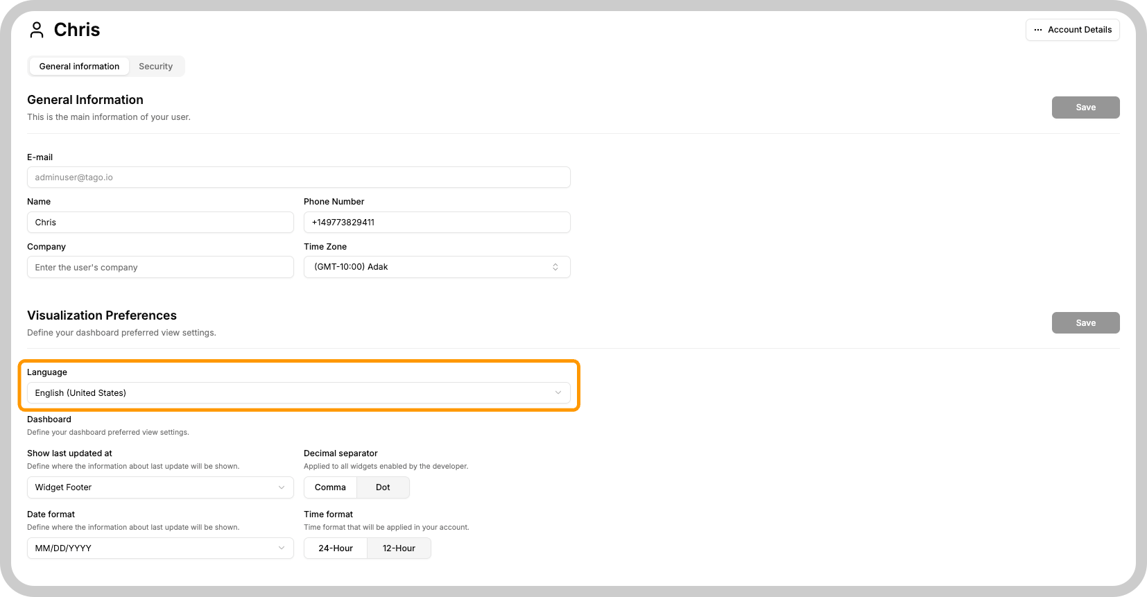 End-users language selector
