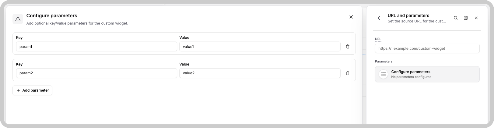 Custom widget parameters table