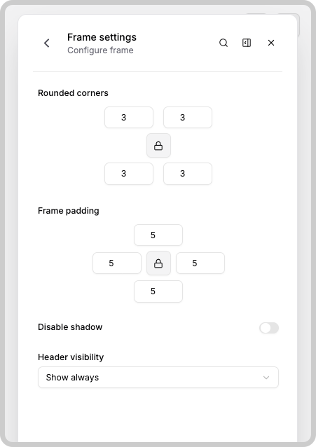 Frame Settings