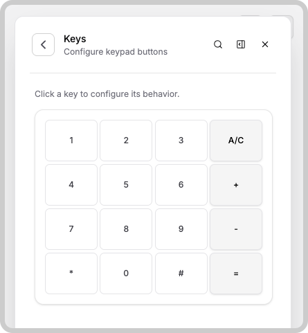 Keypad preview and configuration panels