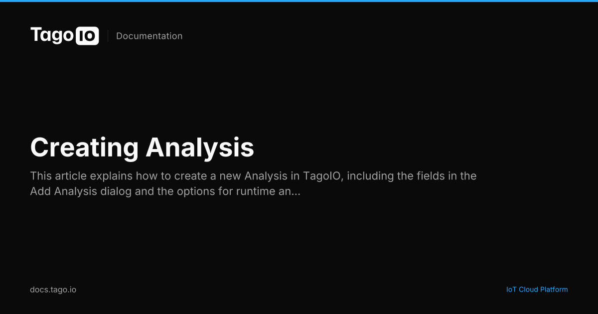 Creating Analysis | TagoIO Docs