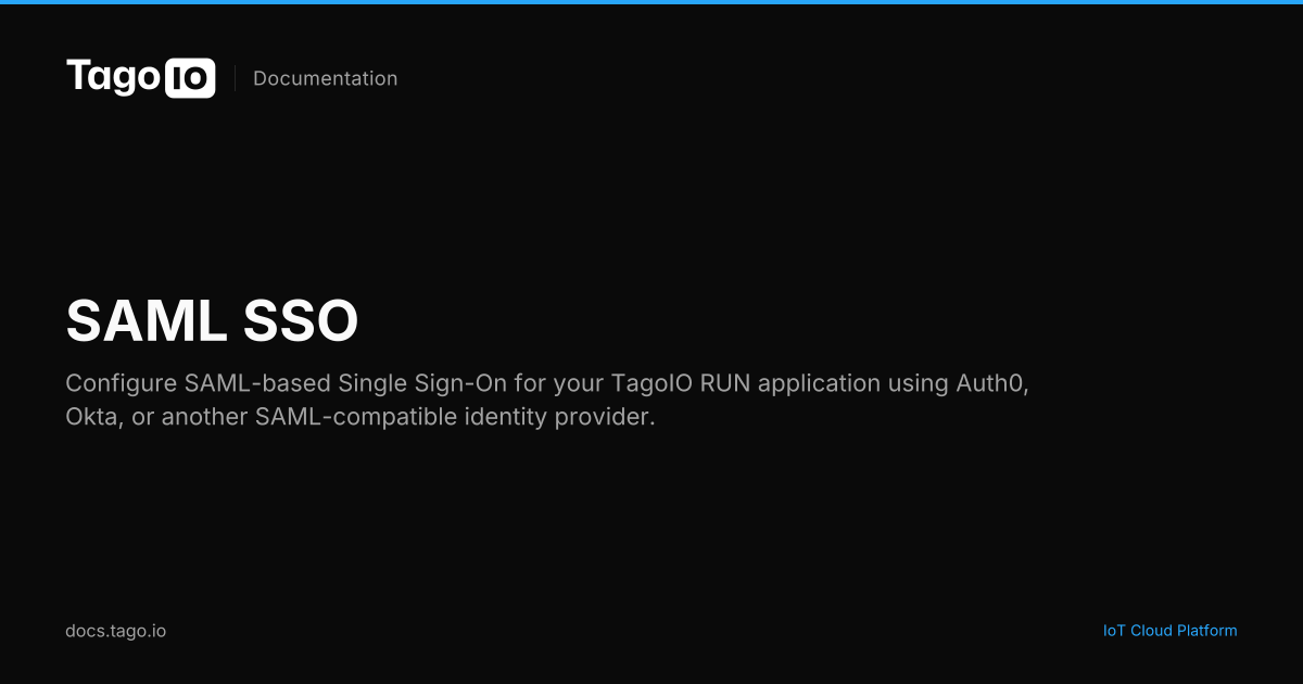 SAML SSO | TagoIO Docs