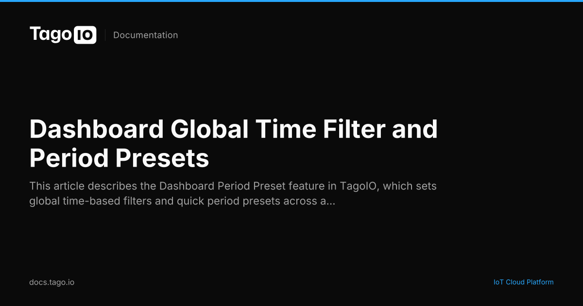 Dashboard Global Time Filter and Period Presets | TagoIO Docs