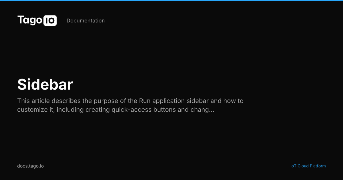 Sidebar | TagoIO Docs