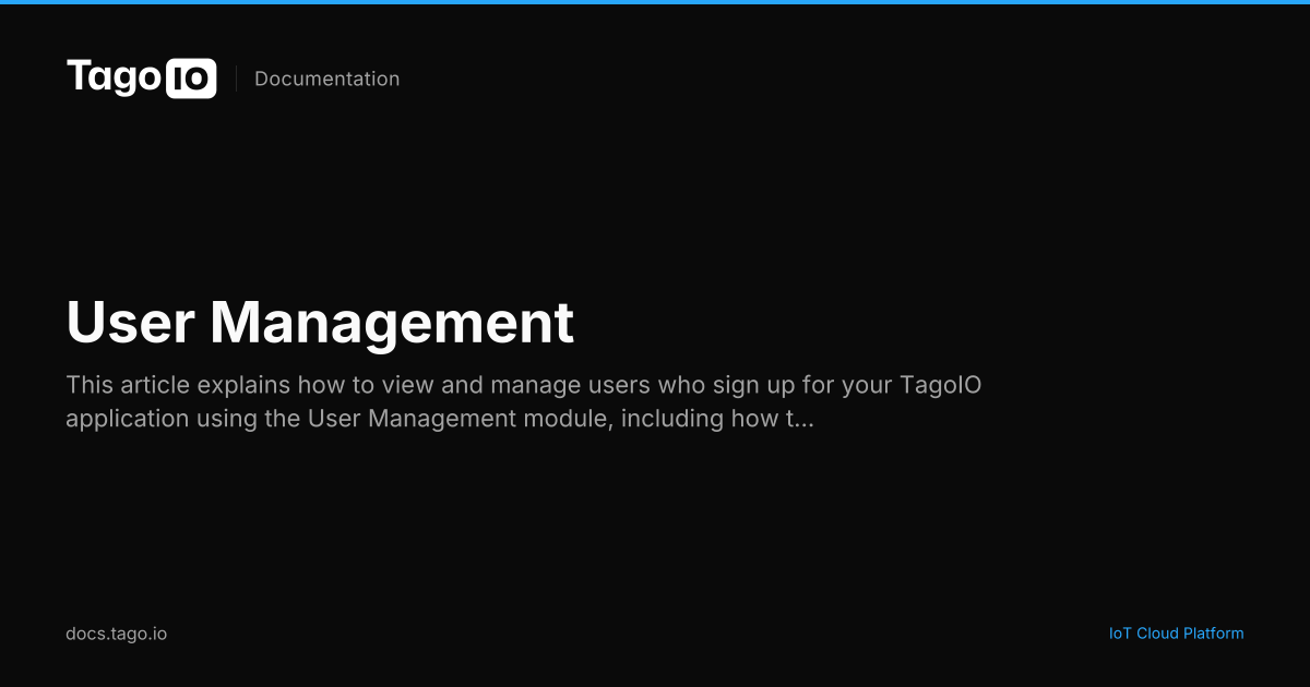User Management | TagoIO Docs