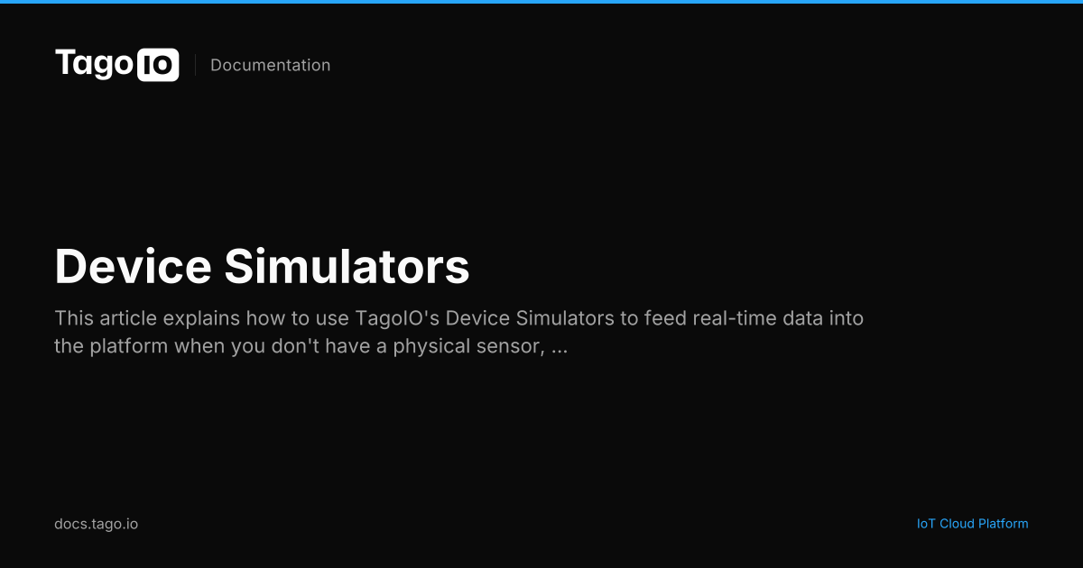 Device Simulators | TagoIO Docs