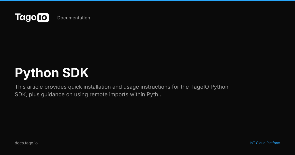 Python SDK | TagoIO Docs