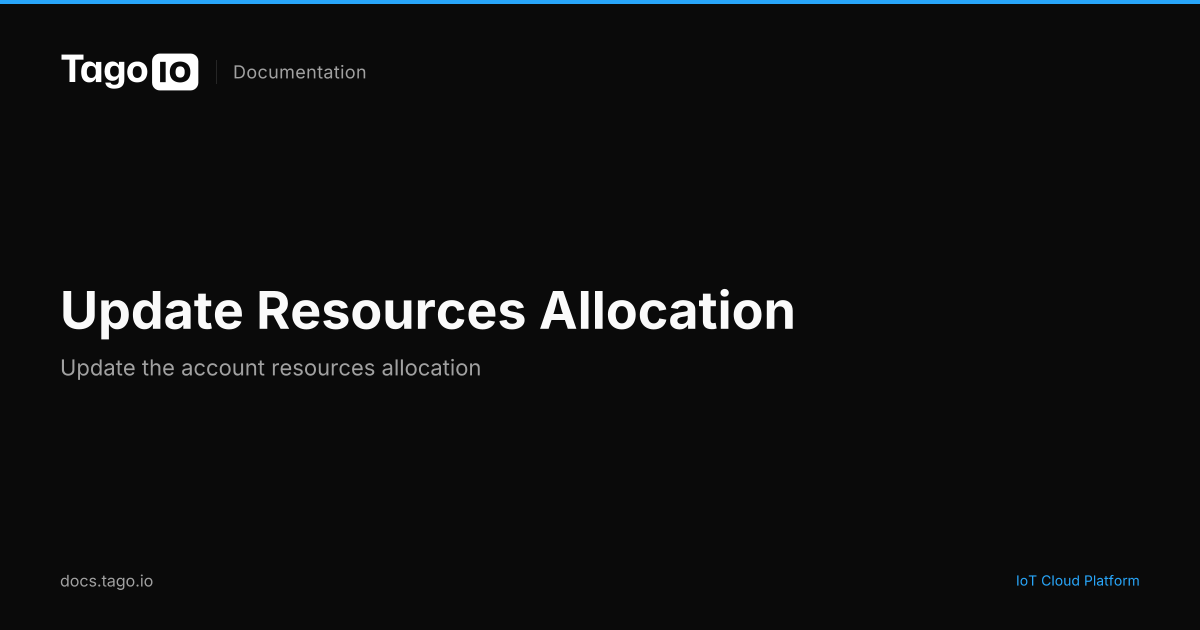 Update Resources Allocation | TagoIO Docs