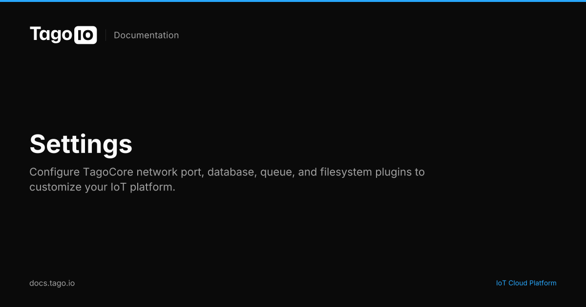 Settings | TagoIO Docs