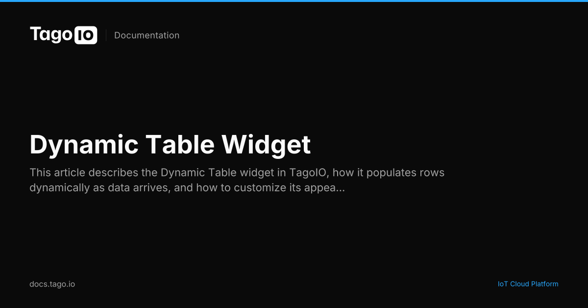 Dynamic Table Widget | TagoIO Docs