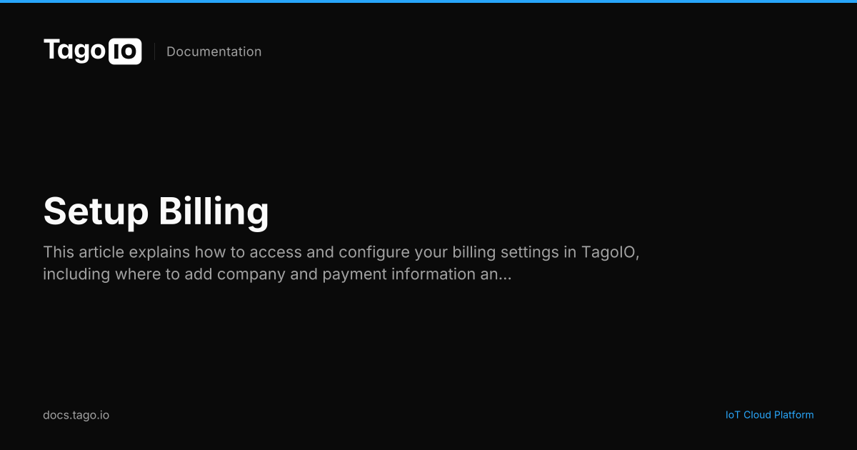 Setup Billing | TagoIO Docs