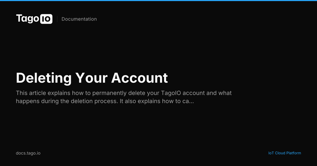 Deleting Your Account | TagoIO Docs