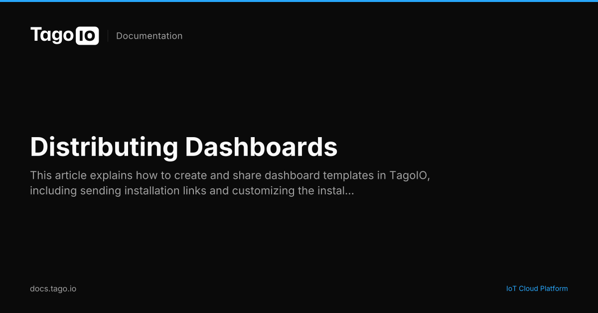 Distributing Dashboards | TagoIO Docs