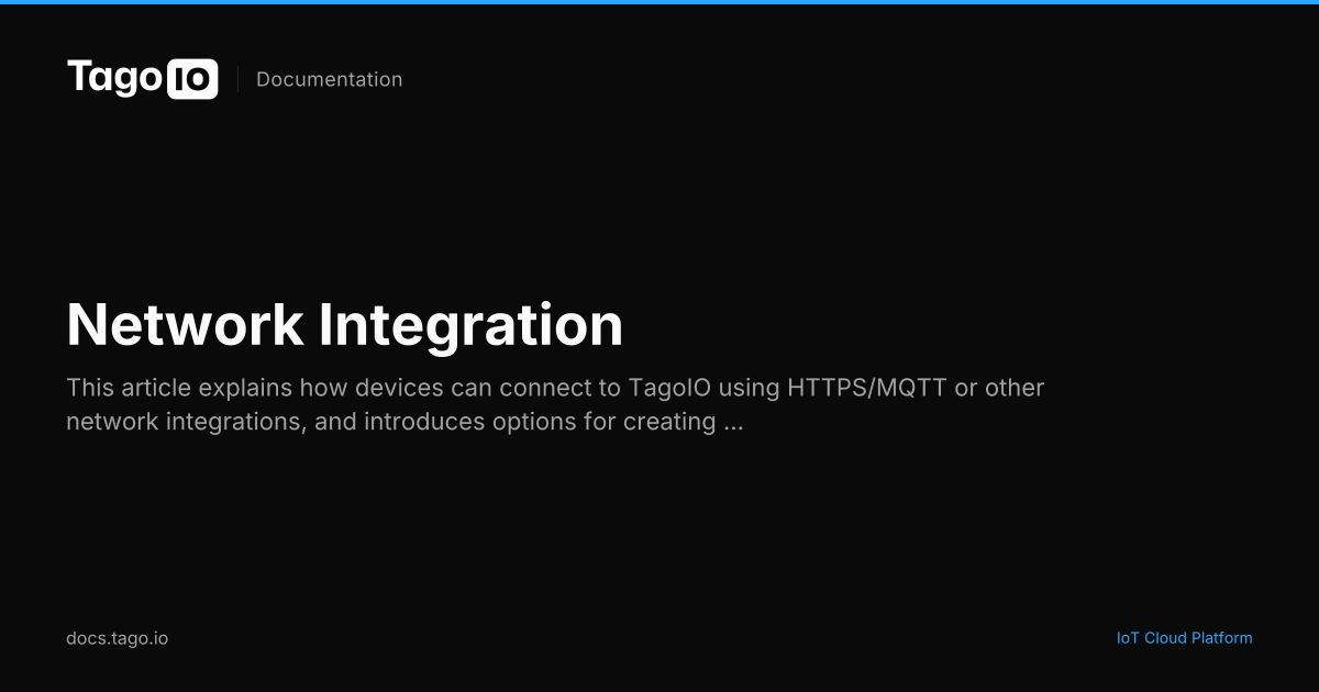Network Integration | TagoIO Docs
